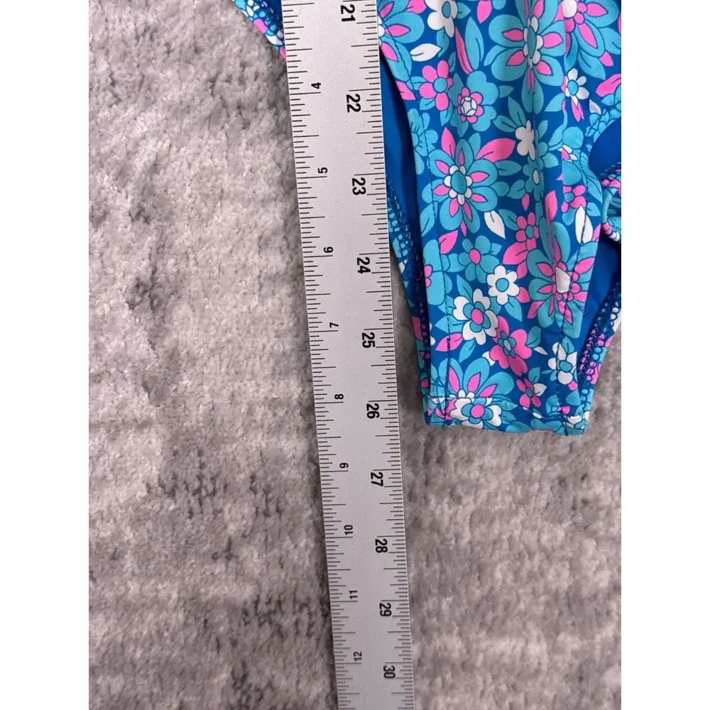 Frankies Bikinis One Piece Swimsuit Medium Womens Blue Floral Cutout